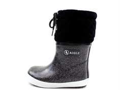 Aigle Giboulee winter rubber boots noir glitter